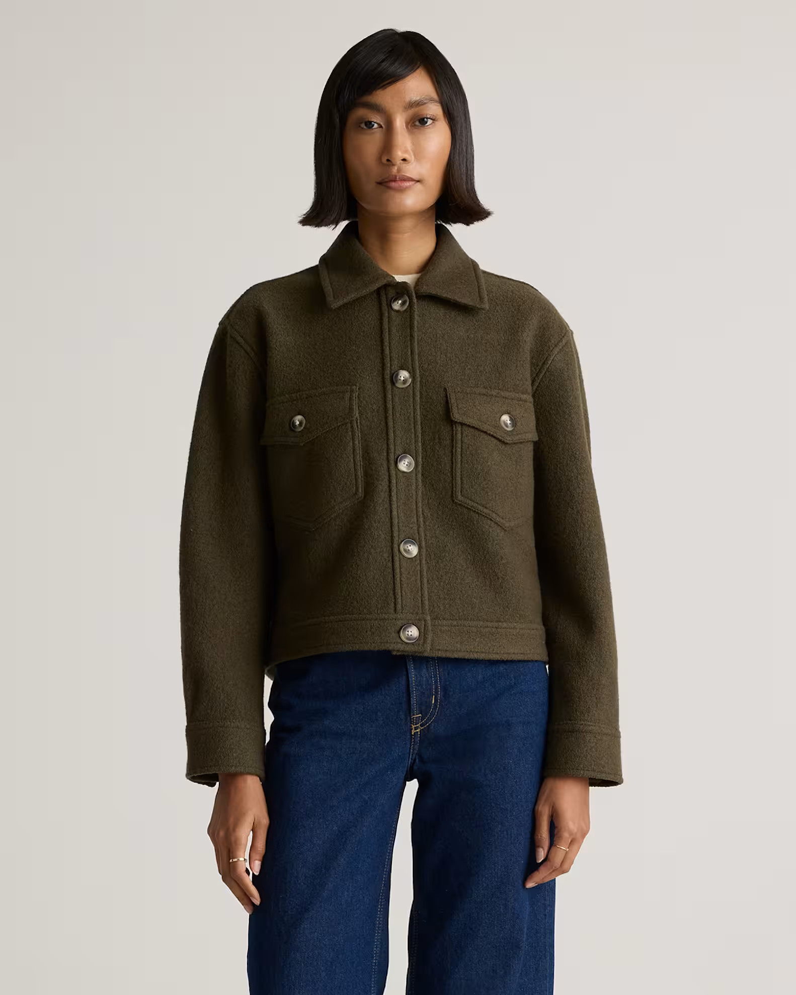 100% Merino Wool Cropped Shirt Jacket | Quince