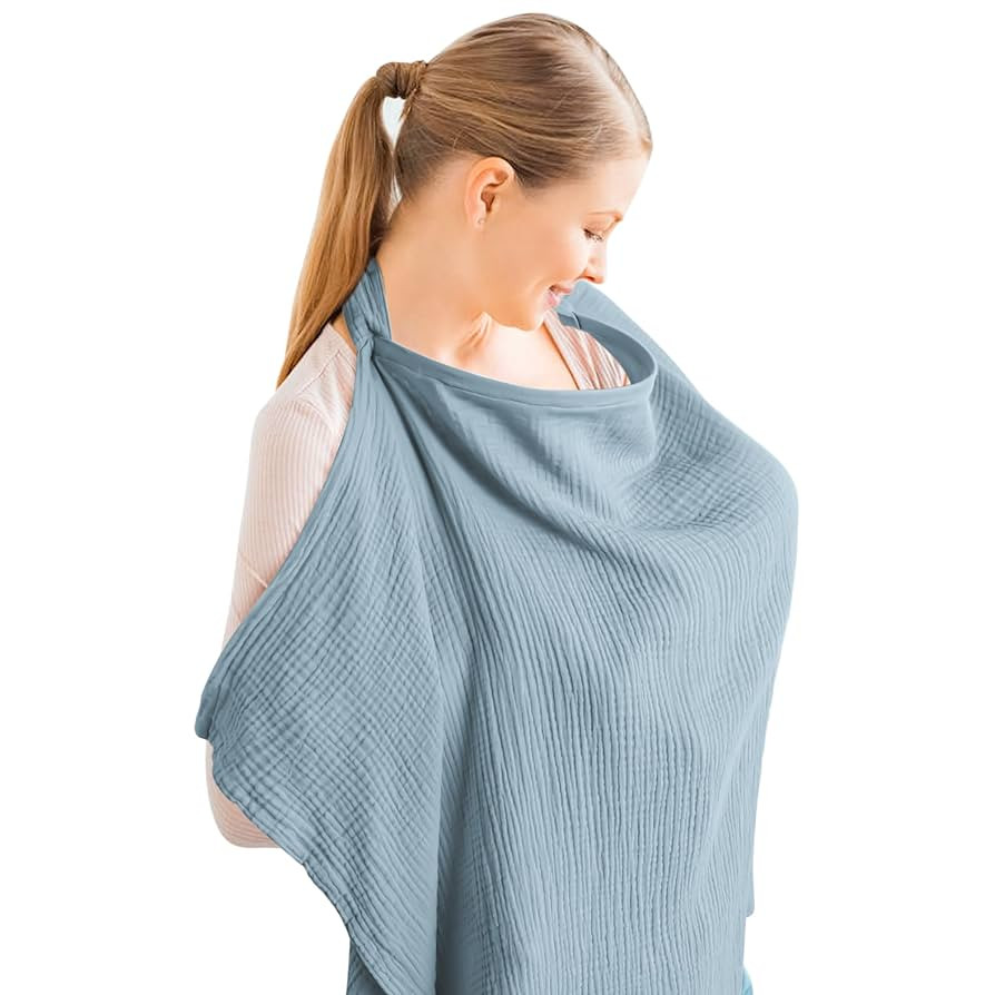 Konssy Muslin Nursing Cover for Baby Breastfeeding, Breathable 100% Cotton Breastfeeding Cover wi... | Amazon (US)