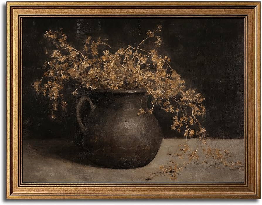 Vintage Autumn Floral Gold Framed Canvas Wall Art 12x16 | Amazon (US)
