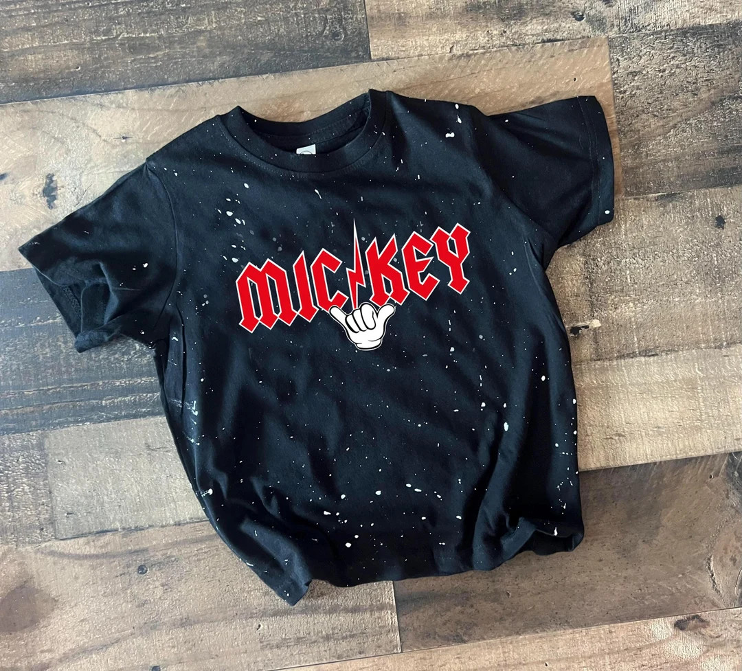 Rock Boys Mickey tshirt, Lighting Mickey Hand Boys, Black Splatter Mickey Tee, Toddler Mens Disne... | Etsy (US)