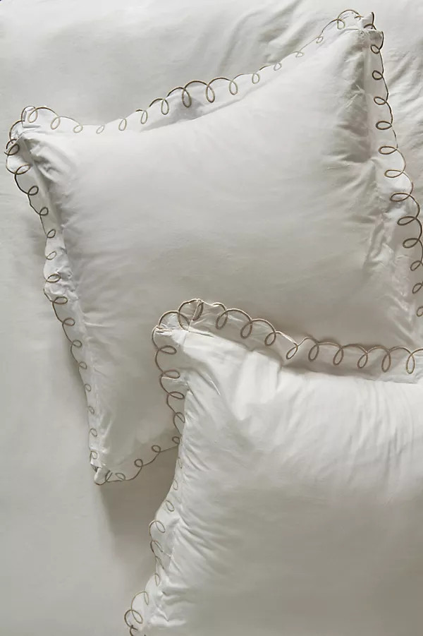 Organic Cotton Looped Embroidered Euro Sham | Anthropologie (US)
