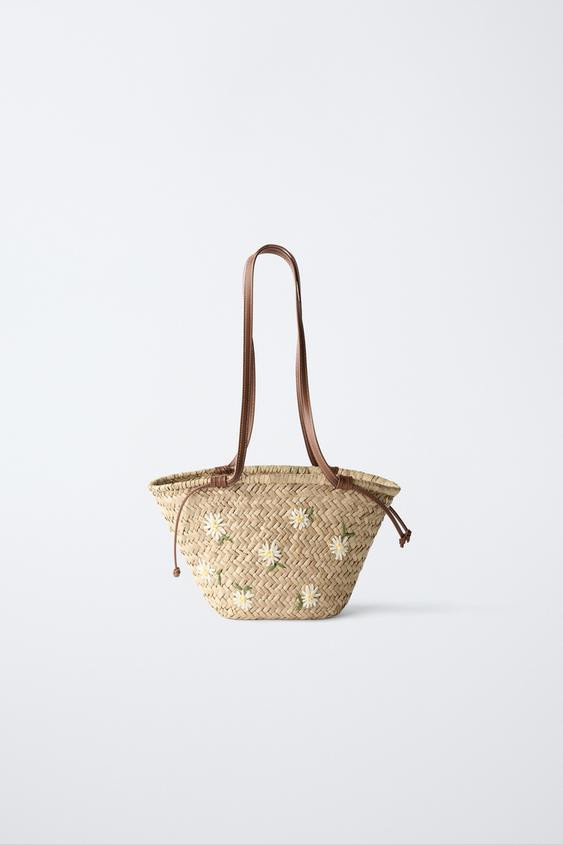 DAISY RAFFIA EFFECT BASKET | Zara US