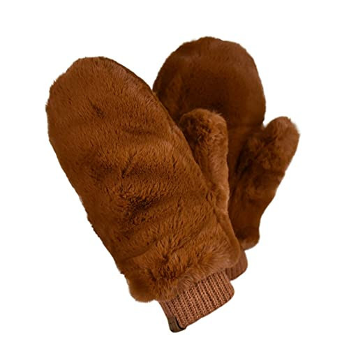 C.C Women's Faux Fur Wrist Length Fingerless Sherpa Lined Convertible Mittens Gloves-Coffee | Amazon (US)