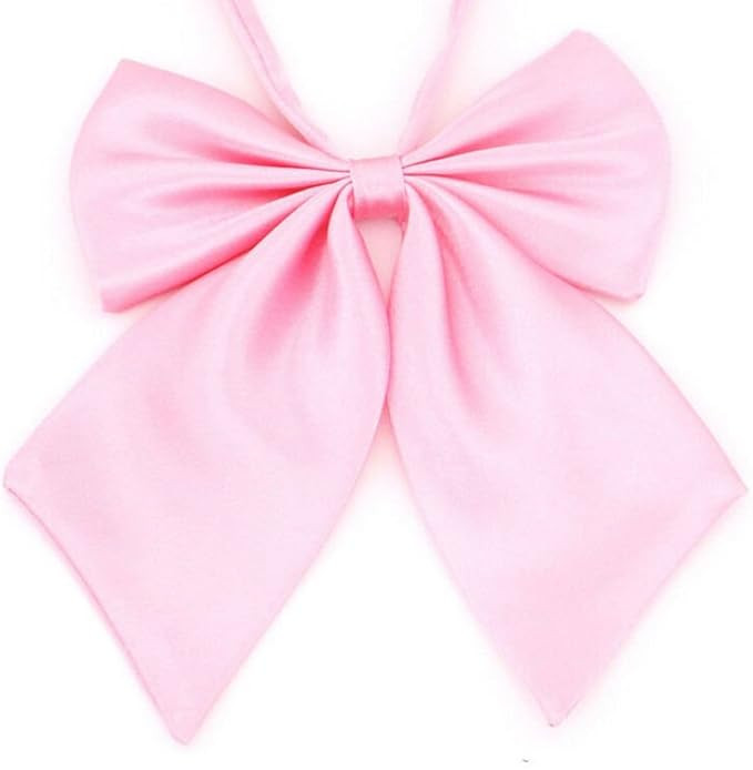 AKOAK Adjustable Pre-tied Bow Tie Solid Color Bowties for Women ties,Pink | Amazon (US)