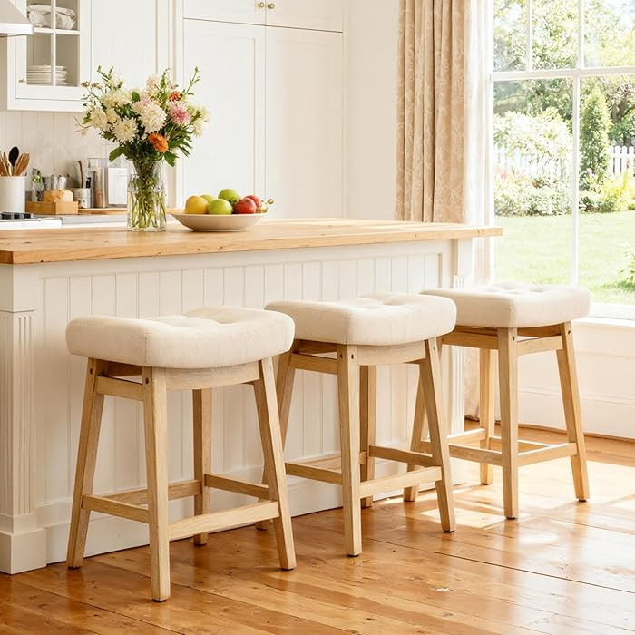 Counter Height Bar Stools Set of 3 for Kitchen Counter Farmhouse Modern Barstools with Upholstere... | Amazon (US)