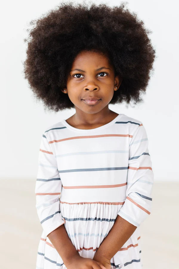 Fall Stripes 3/4 Sleeve Pocket Twirl Dress | Mila & Rose