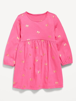 Printed Jersey-Knit Long-Sleeve Dress for Toddler Girls | Old Navy (US)