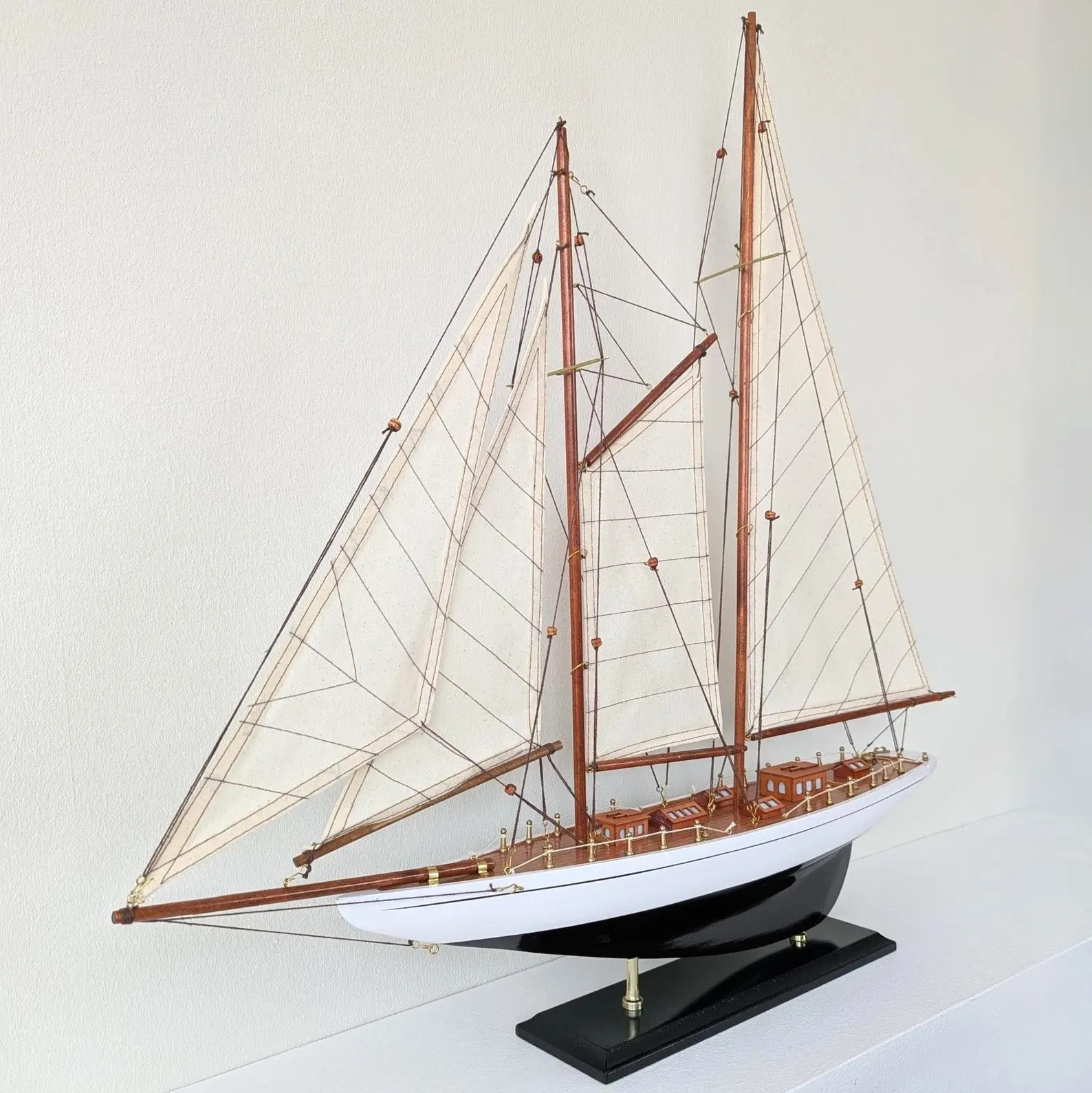 Sailing yacht model ship black white two-masted | Etsy (Global)