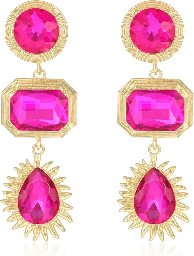 VANGETIMI Rhinestone Statement Drop Dangle Earrings for Women Vintage Crystal Dangling Chandelier... | Amazon (US)