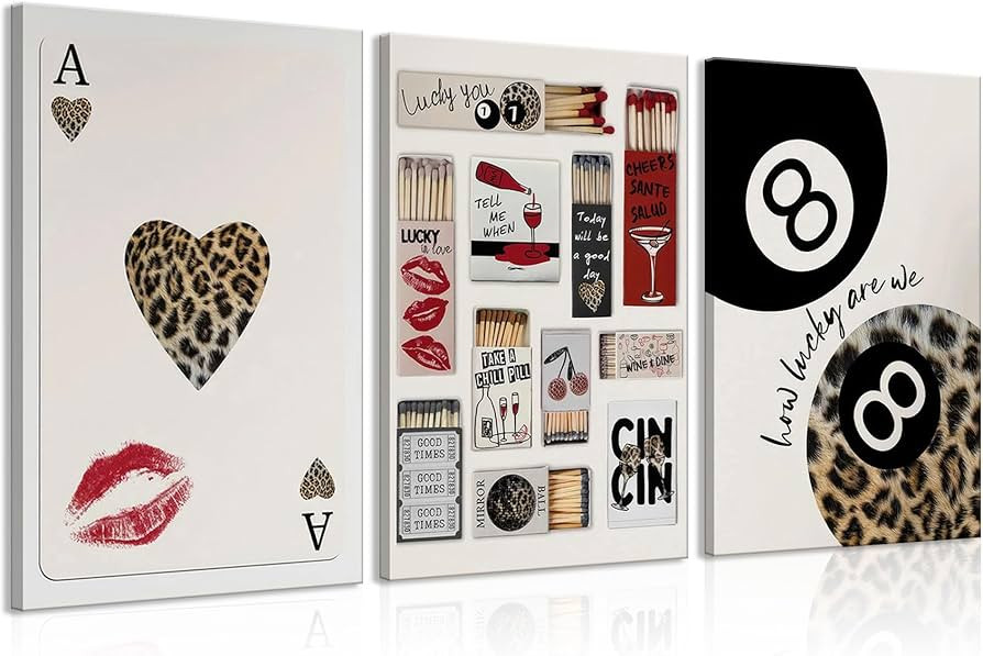 Vintage Matchbox Canvas Wall Art Trendy Leopard Ace of Spades Pictures Decor How Lucky Are We Ret... | Amazon (US)
