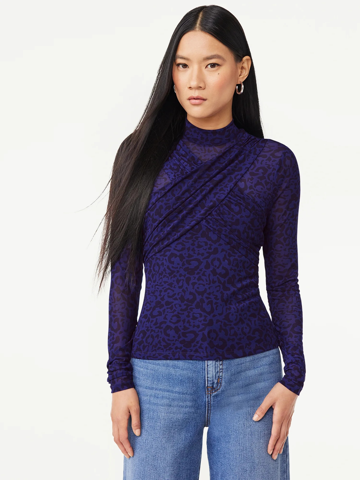 Scoop Women's Mesh Criss Cross Top, Sizes XS-XXL | Walmart (US)