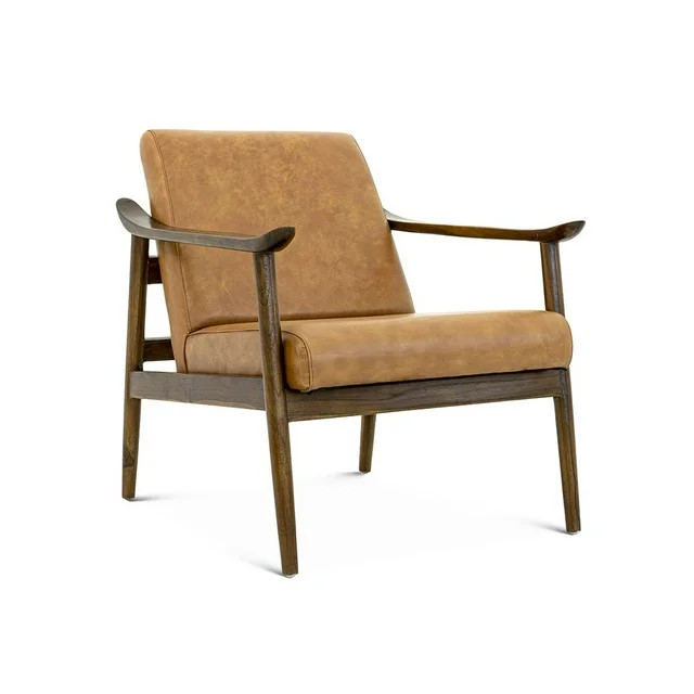 Harmony Organic Modern Full Grain Leather Solid Tan Accent Armchair | Walmart (US)