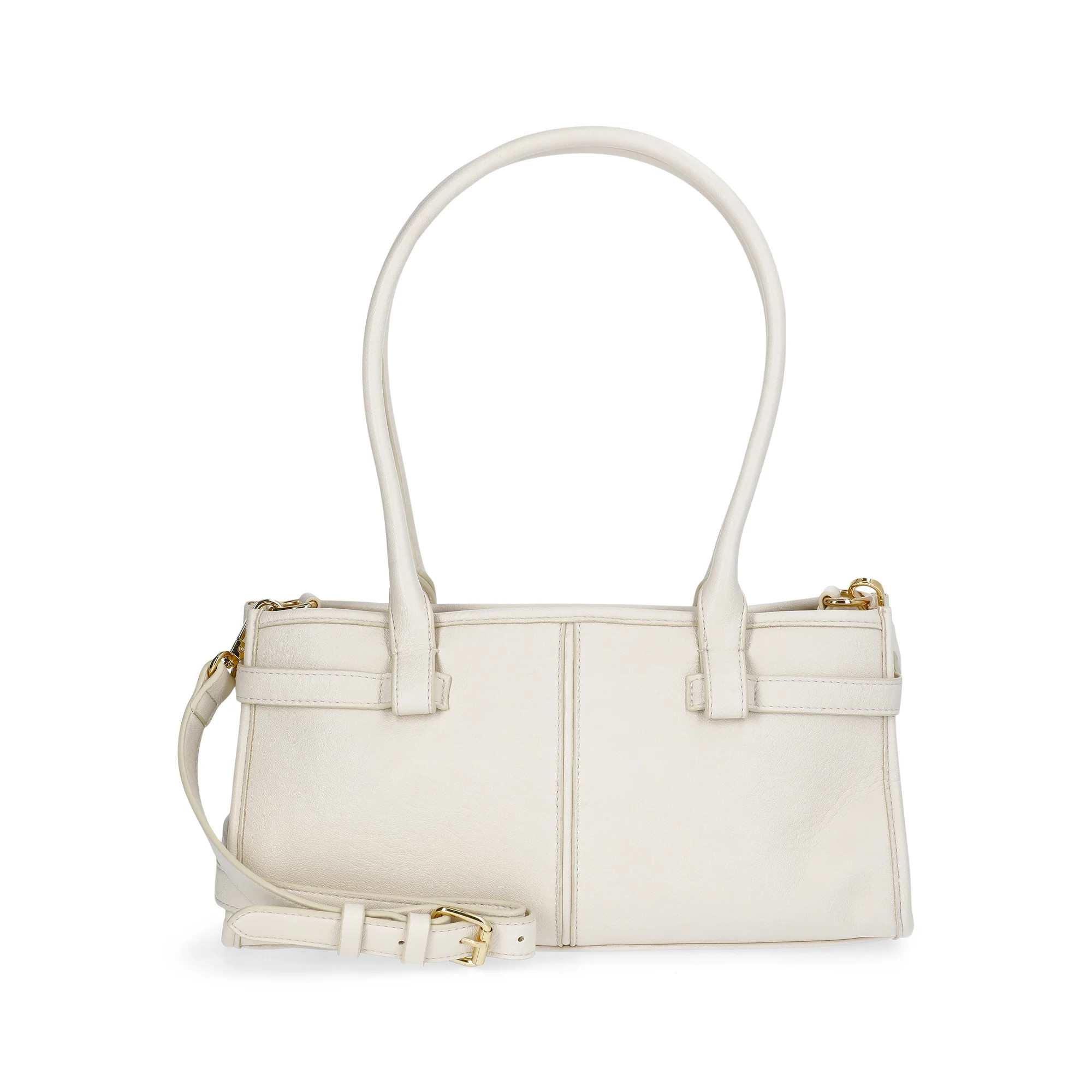 Time and Tru Women's Faux Leather Gwyn Shoulder Handbag, Bleached Beige | Walmart (US)