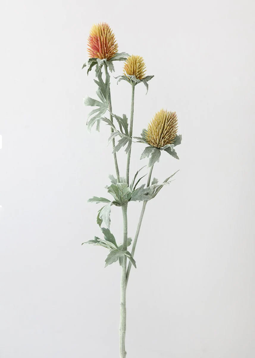 Yellow Green Artificial Thistle Wildflowers - 30.5" | Afloral