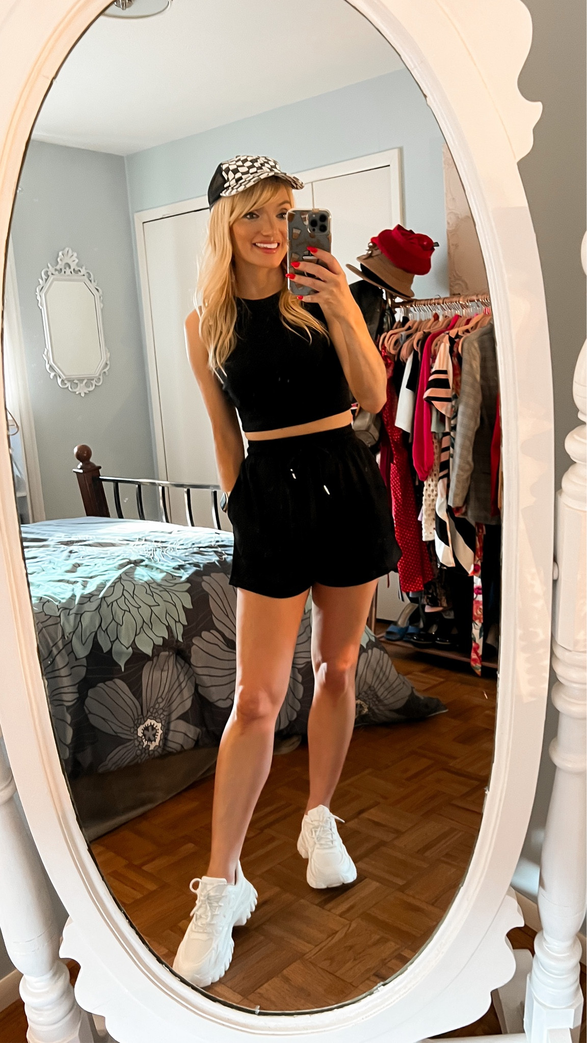 Black two piece loungewear set only $27.88 with a 5% coupon! I am in a small and other colors available - chunky sneakers only $31 - checkered baseball cap - casual outfit - summer outfit - Amazon Fashion - Amazon finds - Amazon coupon 

#LTKunder50 #LTKstyletip #LTKSeasonal