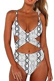 CHYRII Women's Padded Push Up One Piece Swimsuits High Waist Brazilian Bathing Suit with Cutout Snak | Amazon (US)