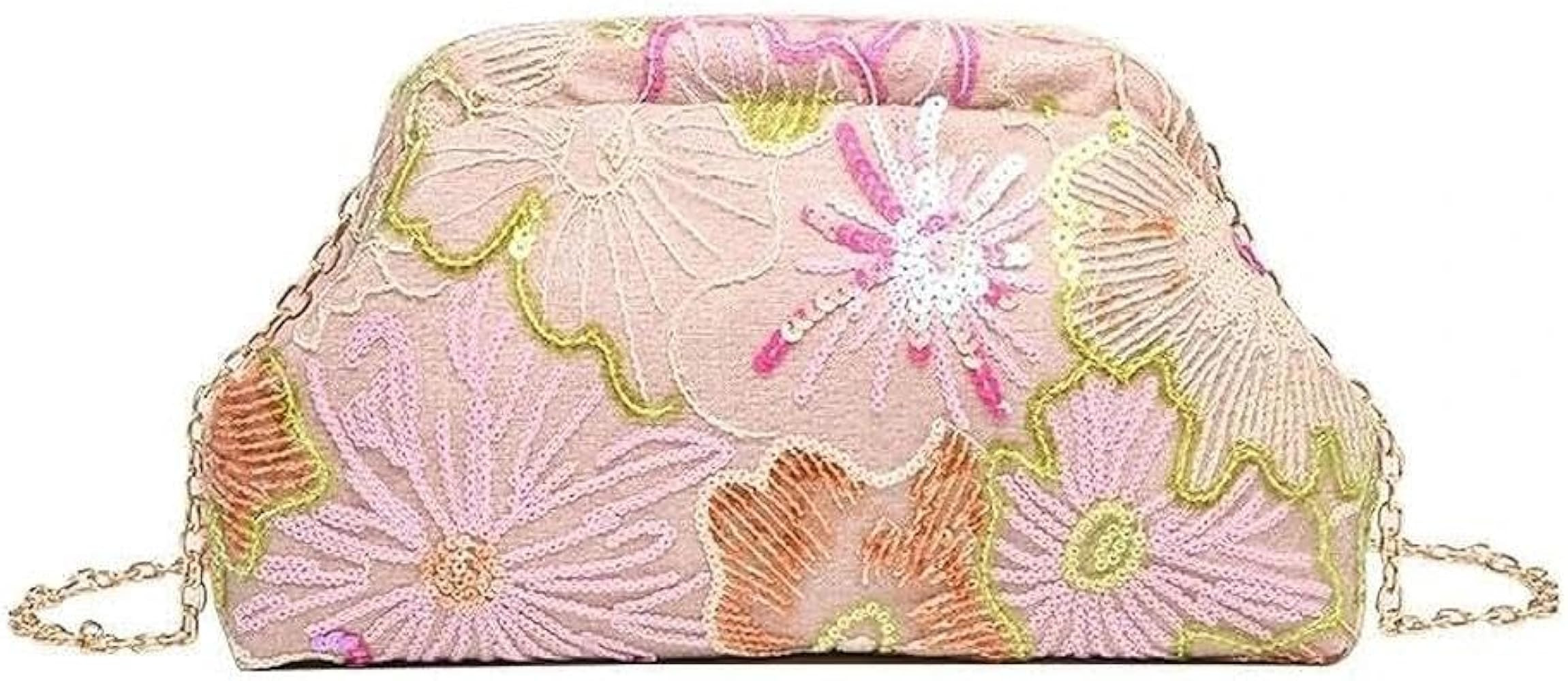 Pink Embroidery Floral Tote Bag for Women, Gifts for Women\uff0c Boho Beach Purse Bag\uff0cBling ... | Amazon (US)