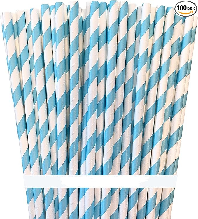Biodegradable Striped Paper Straws,Paper Drinking Straws for Party, Events and Crafts,Baby Shower... | Amazon (US)