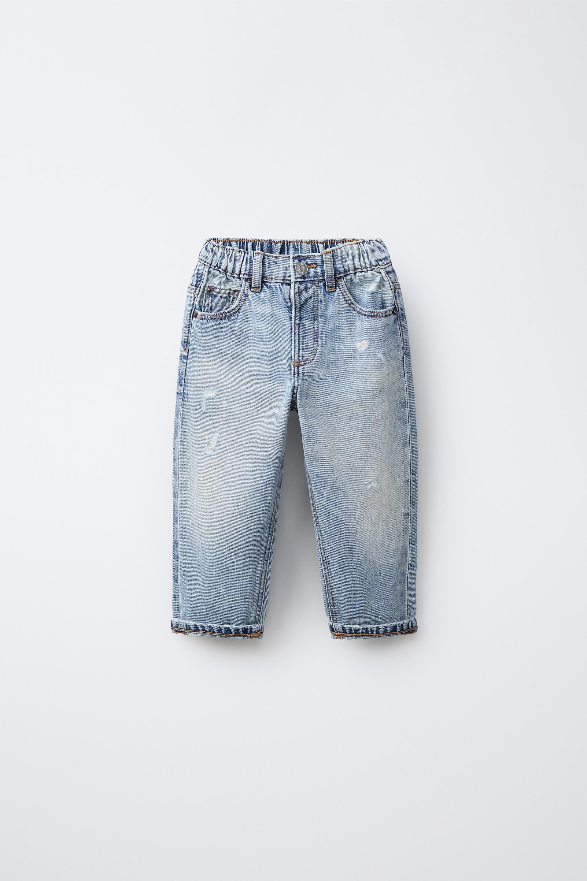 Zara - Ripped Low Straight Jeans - Dark Gray - 6 Years (45,2 Inches) - Kids | Zara US