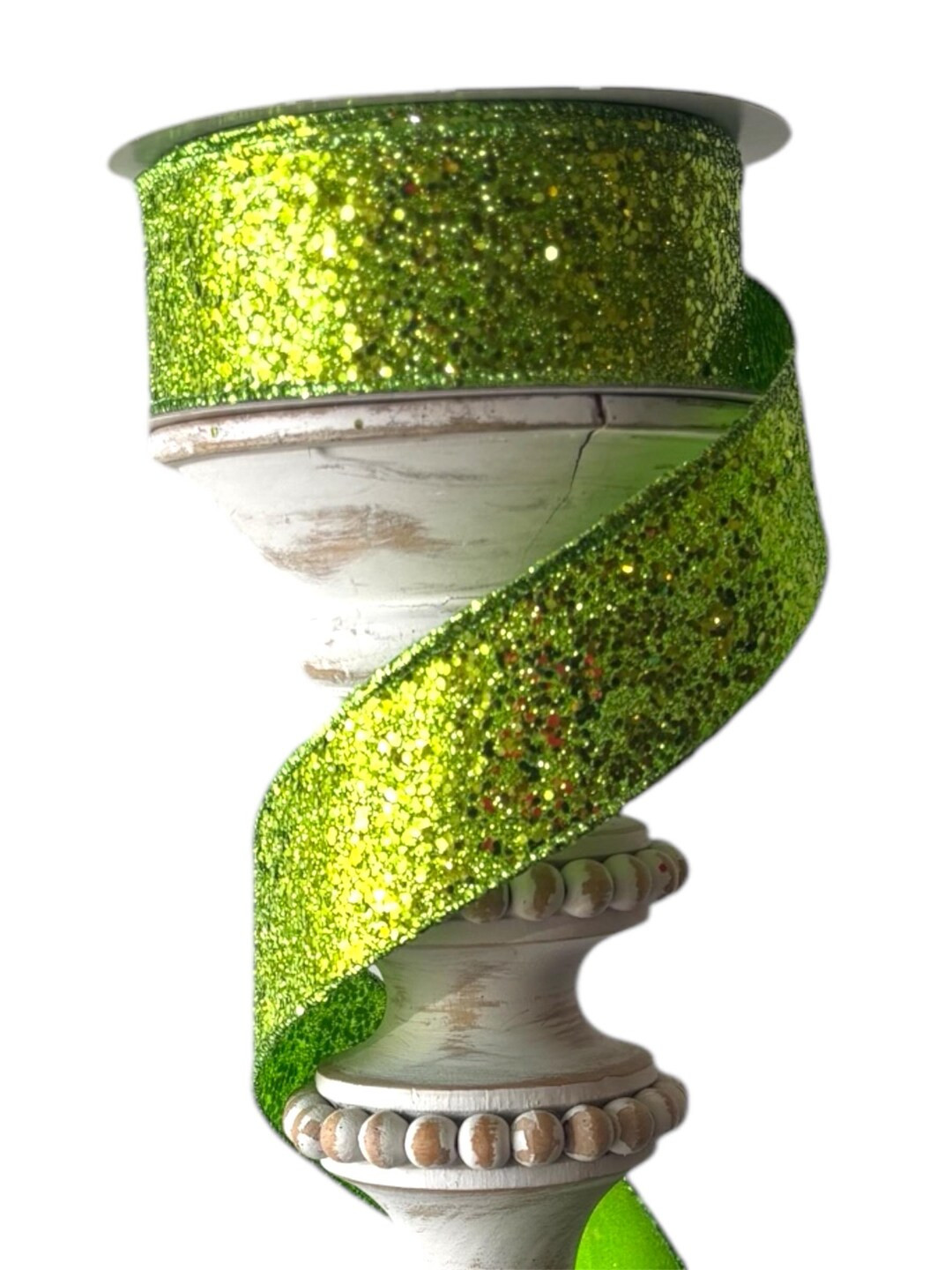 1.5x 10 YD Shimmer Glitter Ribbon, Lime Green Large Glitter Wired Ribbon, Wired Ribbon, Lime Gree... | Etsy (US)