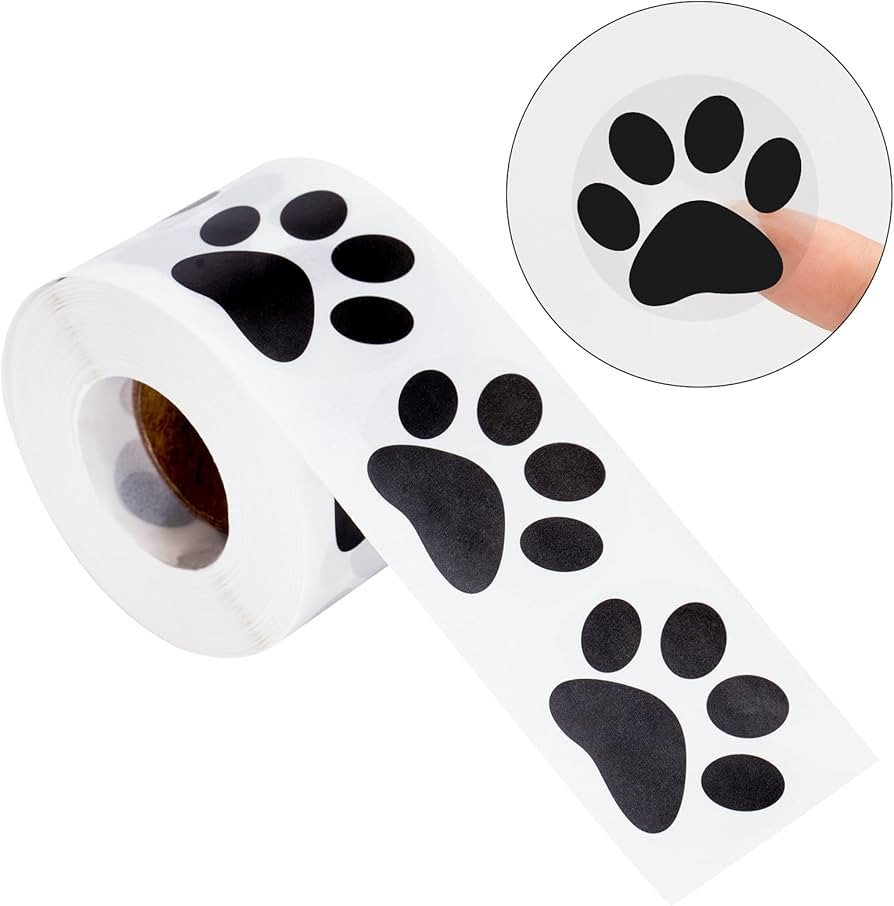 Anwyll Paw Stickers,Clear Paw Prints Stickers,500Pcs 1.5Inch Puppy Dog Paw Prints Stickers,Self-A... | Amazon (US)