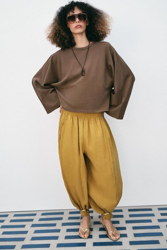Zara - Voluminous Bloomer Pants - Brown - Xs - Woman | Zara US