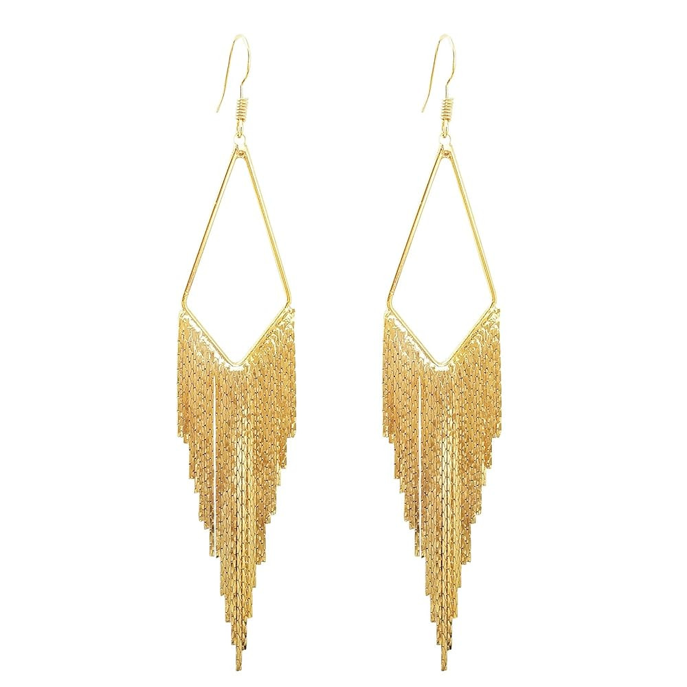 SELOVO Dangling Metal Chain Tassel Dangle Earrings Silver/Gold Color | Amazon (US)