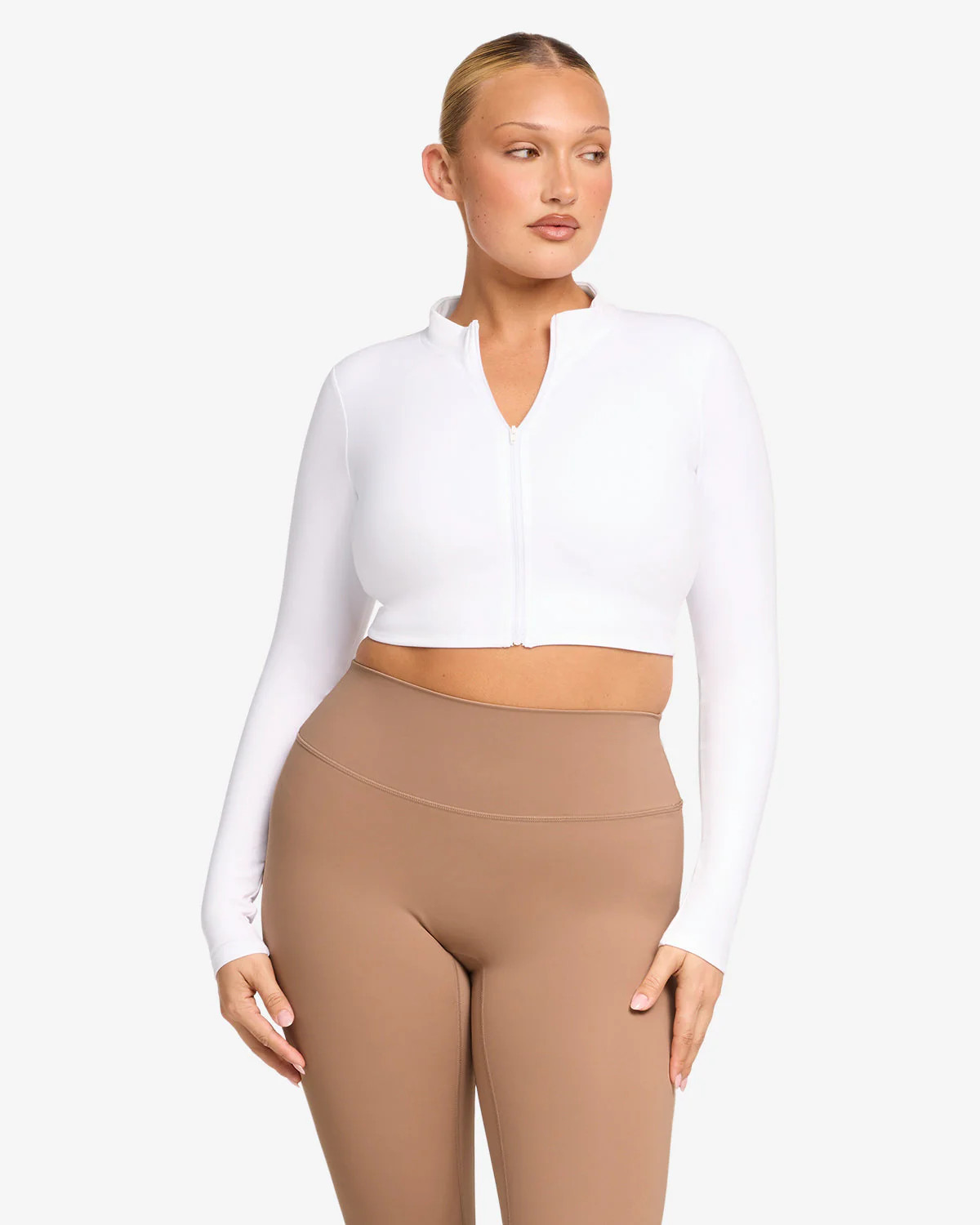 Serenity Cropped Zip Jacket | White | Crop Shop Boutique US