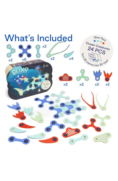 Clixo Ocean Creatures Glow Pack 24-Piece Set in Multi at Nordstrom | Nordstrom