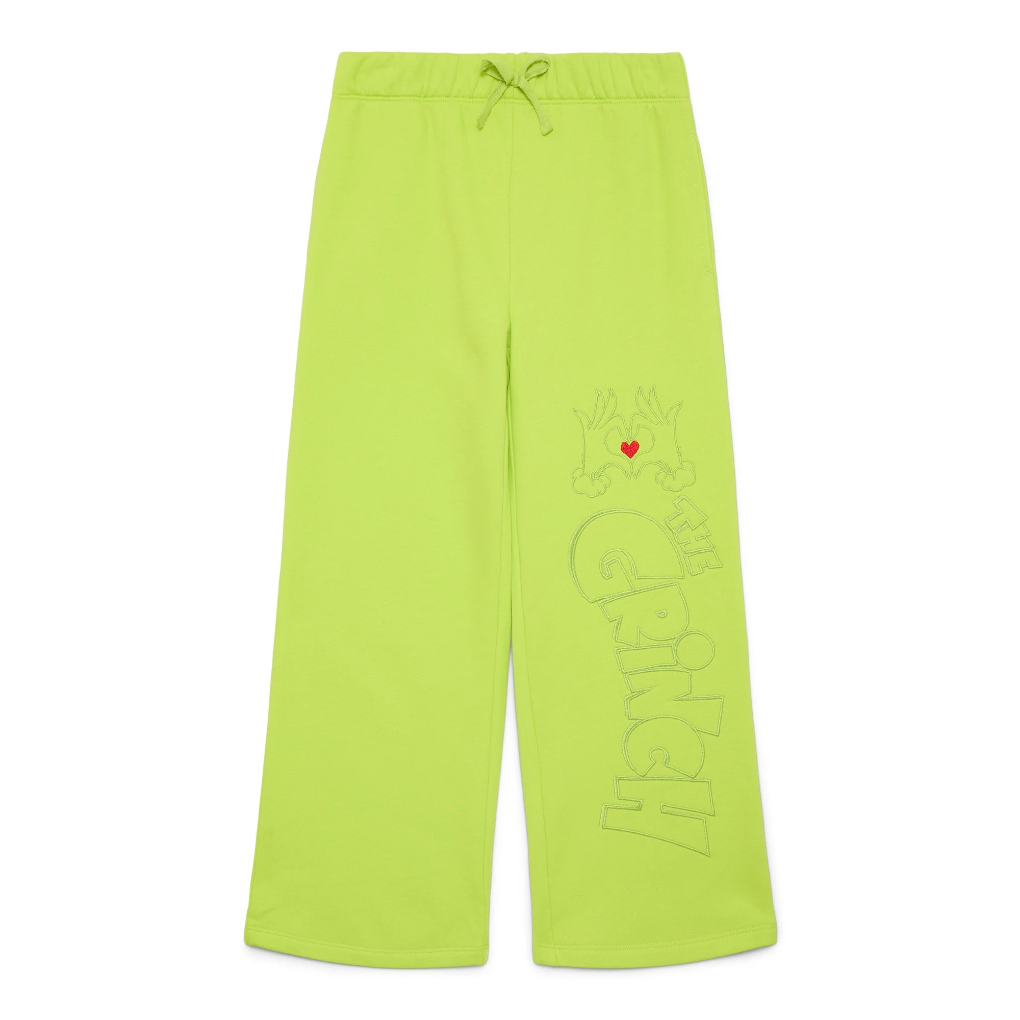 Dr. Seuss Grinch Girls' Embroidered Wide Leg Sweatpants, Sizes 4-16 | Walmart (US)