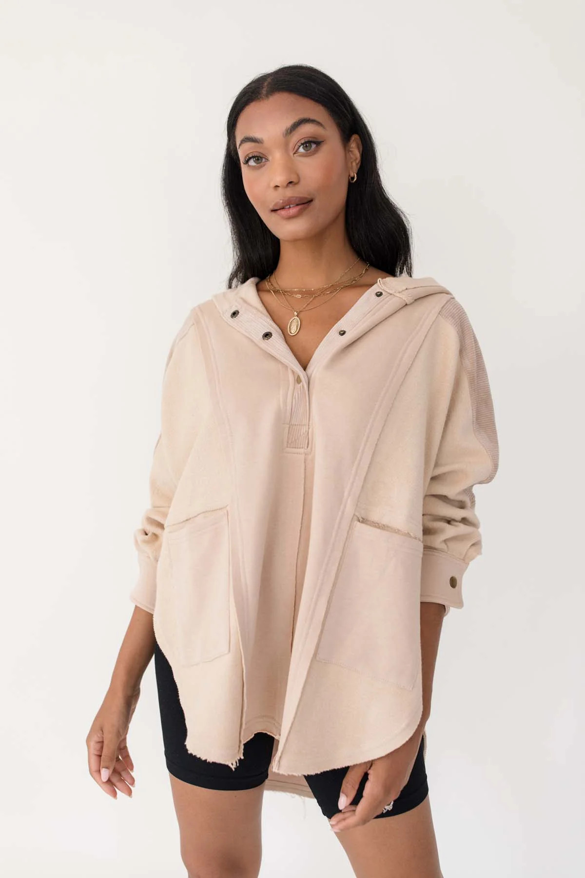 Fiona Sand Hooded Pullover | The Post