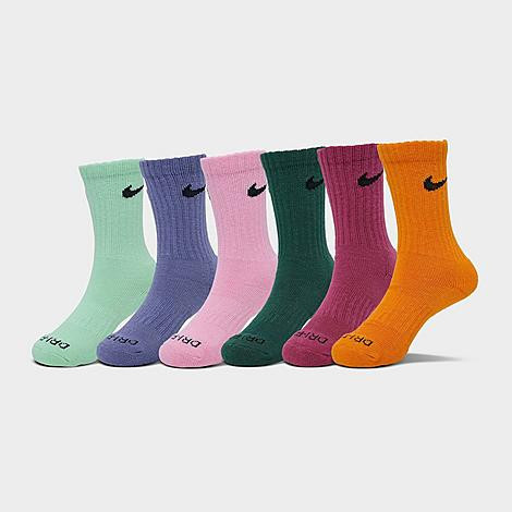 Nike Little Kids Dri-Fit Crew Socks (6-Pack) in Sweet Beet Size: 5-7 | Finish Line (US)