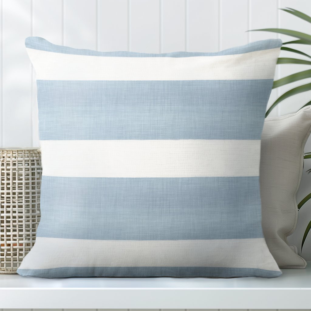 Blue & White Striped Pillow - Block Stripes | Zazzle
