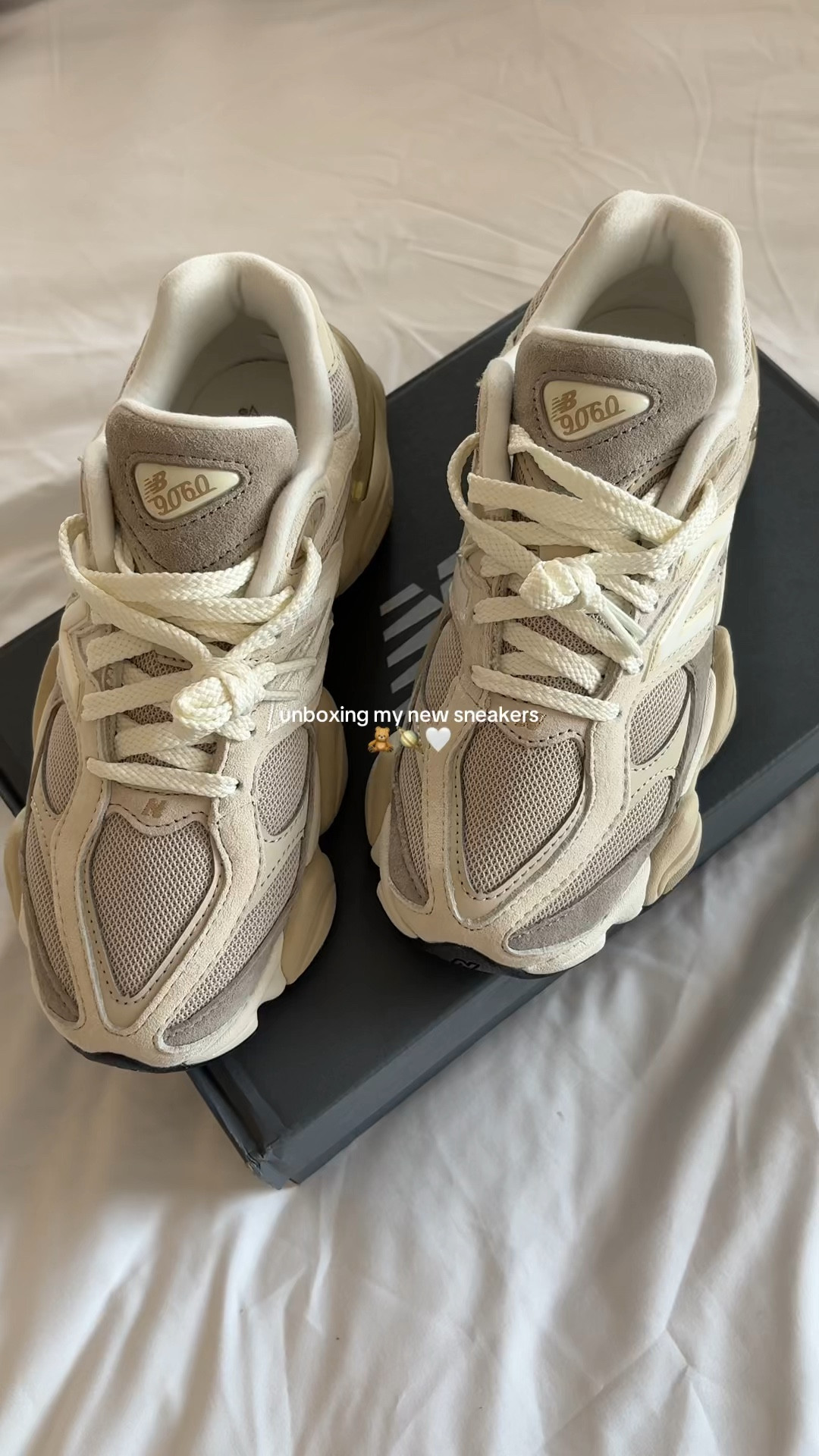 The cutest new balance 9060 neutral shoes, perfect for working out or just grabbing a quick Matcha 🪐🦢