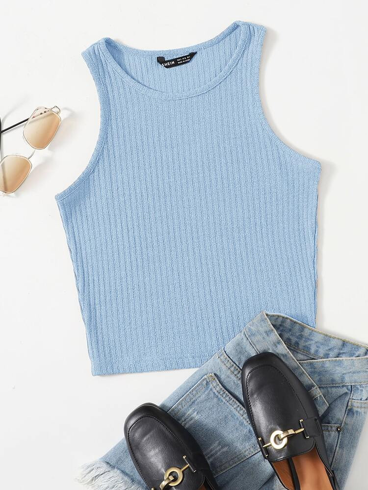 SHEIN Solid Rib-knit Tank Top | SHEIN