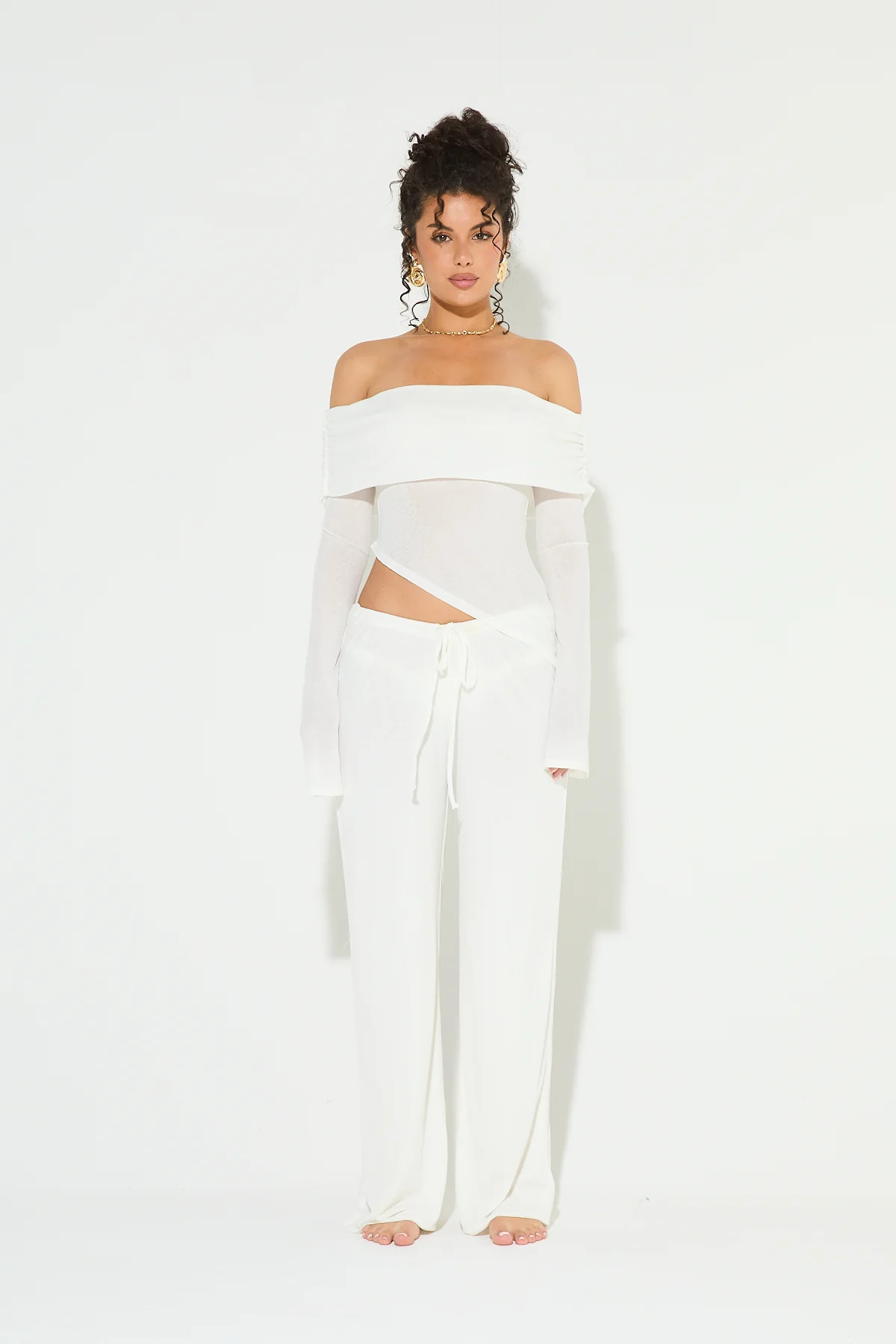 JORJA White Low Rise Trousers | Noughts and Kisses
