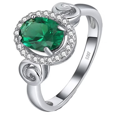 Engagement Ring for Women Green CZ Sterling Silver Statement Ring Ginger Lyne Collection - 8 | Target