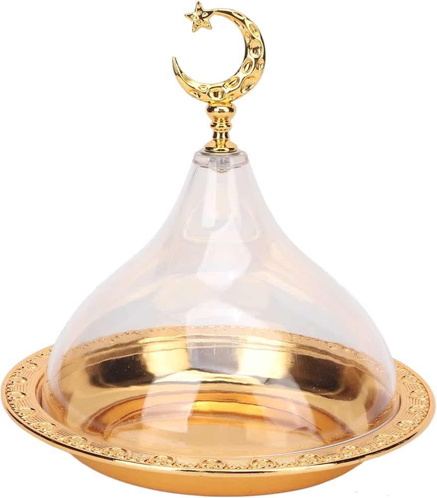 Ramadan Tray, Gold Serving Tray with Acrylic Dome Lid Decorative Tray Candy Snack Serving Tray Ei... | Amazon (US)