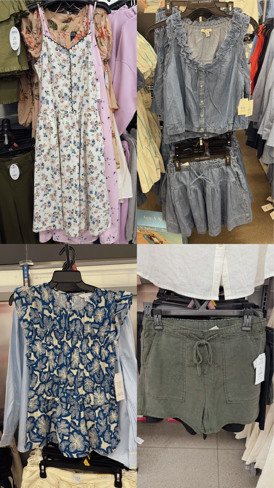 Cute stuff I saw at Walmart today! 

Dress is Rayon + Linen
Denim set is 100% cotton 
Top is Rayon + Nylon
Shorts are Lyocell
