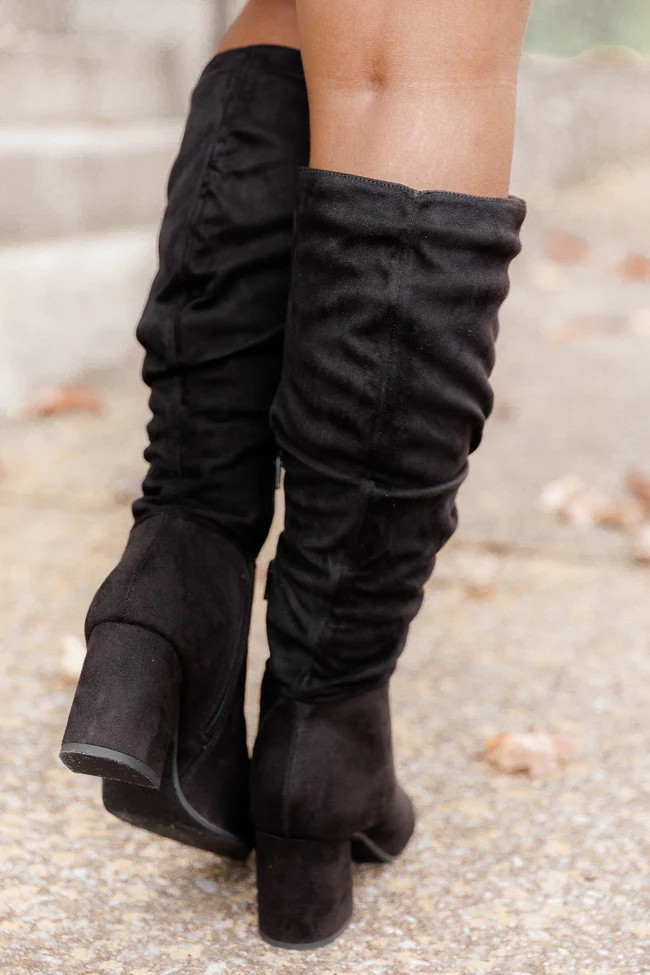 Sloane Black Block Heel Tall Boots | Pink Lily