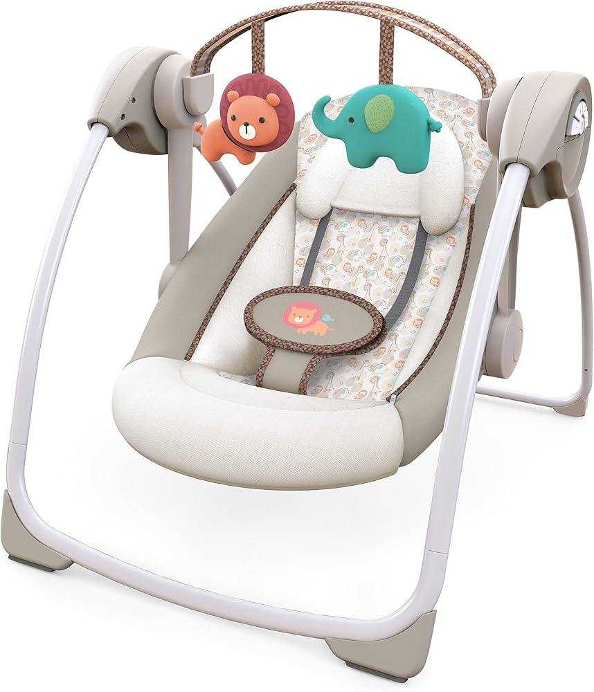 Ingenuity Soothe 'n Delight Compact Portable 6-Speed Plush Baby Swing with Music, Folds Easy, 0-9... | Amazon (US)
