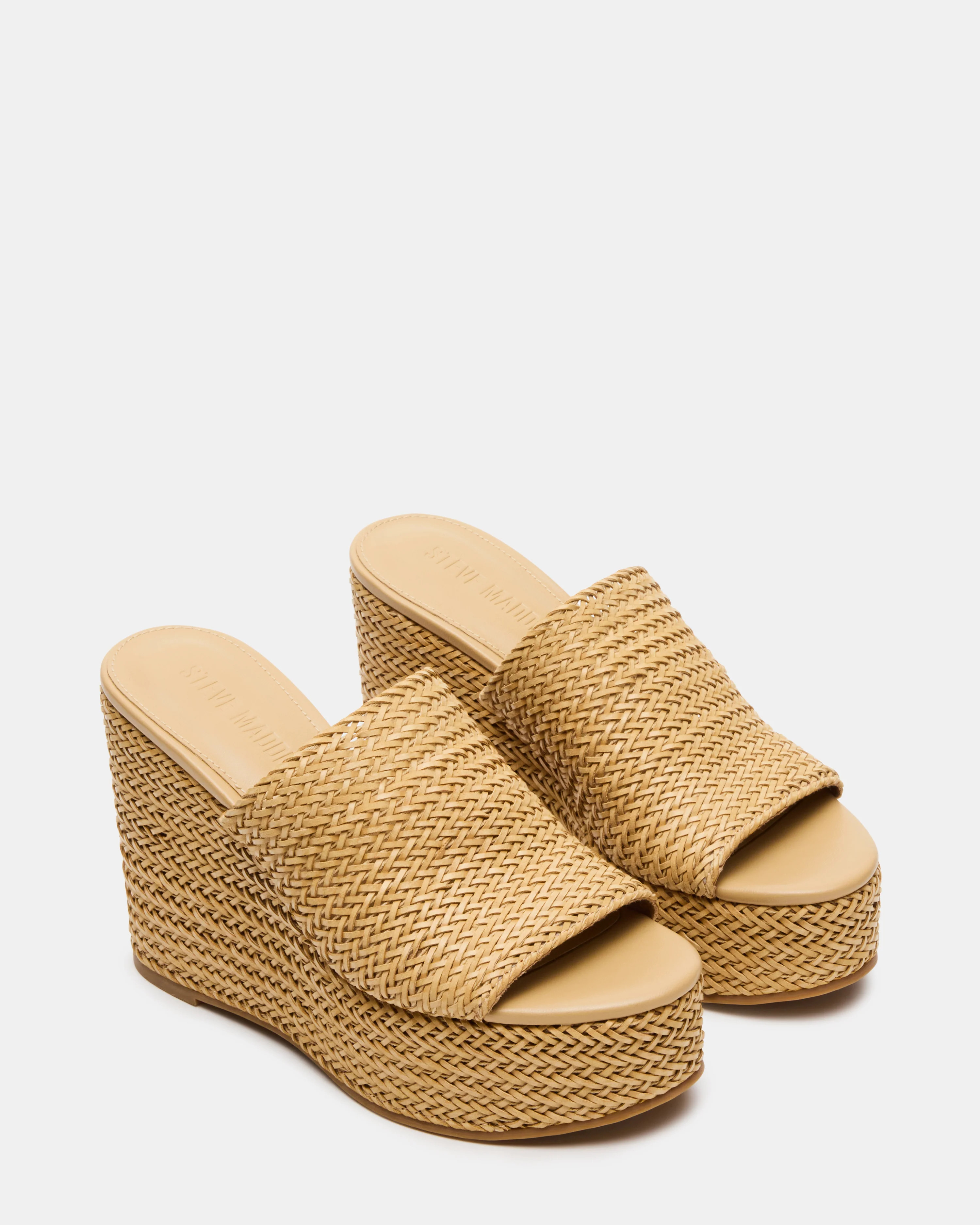CASSI Natural Platform Raffia Wedge Women's Sandal | Steve Madden (US)