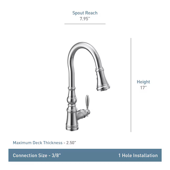Moen Weymouth Spot Resist Stainless Single Handle Pull-down Kitchen Faucet with Sprayer | Lowe's