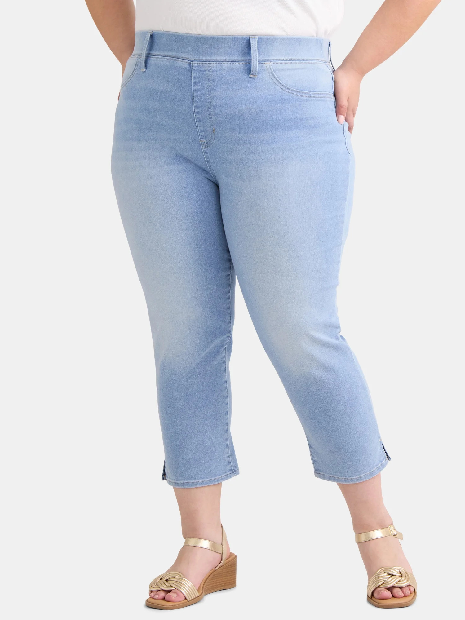 Terra & Sky Women's Plus Size High Rise Capri Jeggings, Sizes 0X-5X | Walmart (US)