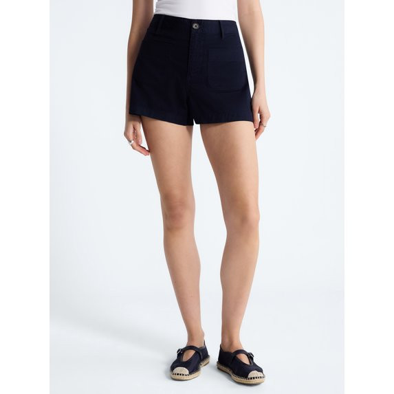 Free Assembly Women's and Women's Plus High Rise Patch Pocket Denim Shorts, 3" Inseam, Sizes XS-4... | Walmart (US)