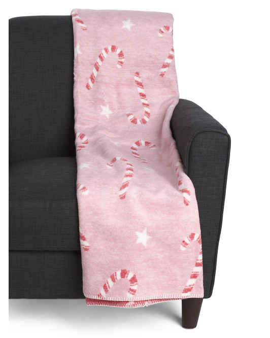 Made In Portugal Candy Canes Throw | TJ Maxx