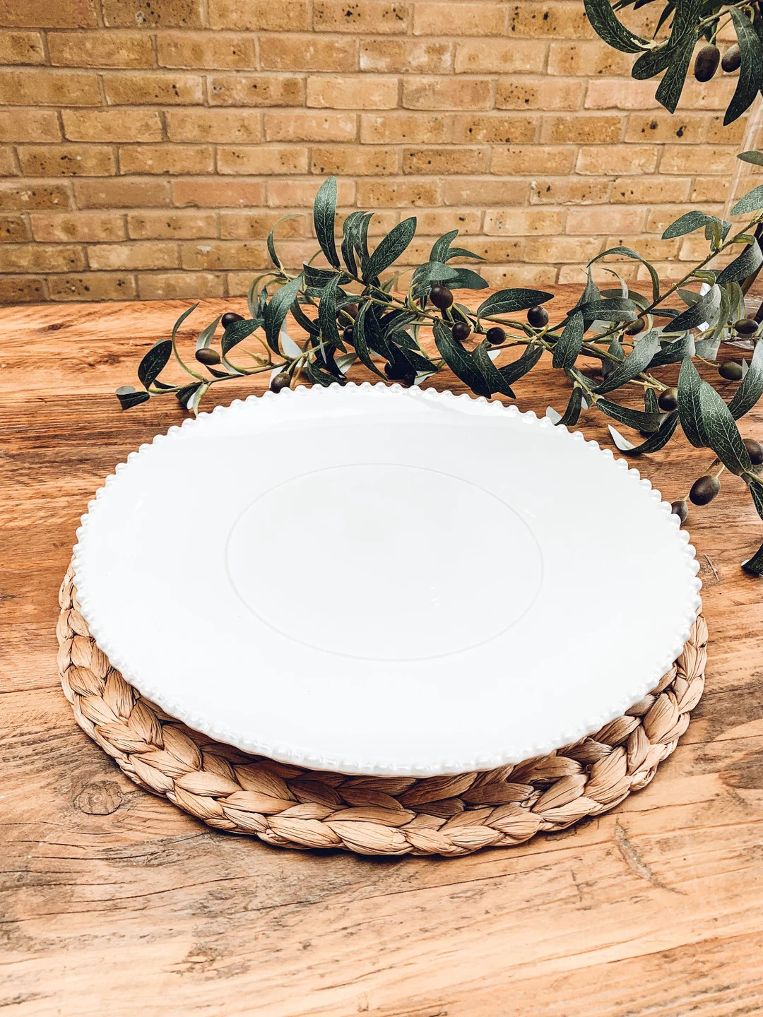 White Pearl Edge Extra Large Serving Platter Round Platter Beautiful Stoneware - Etsy Australia | Etsy (AU)