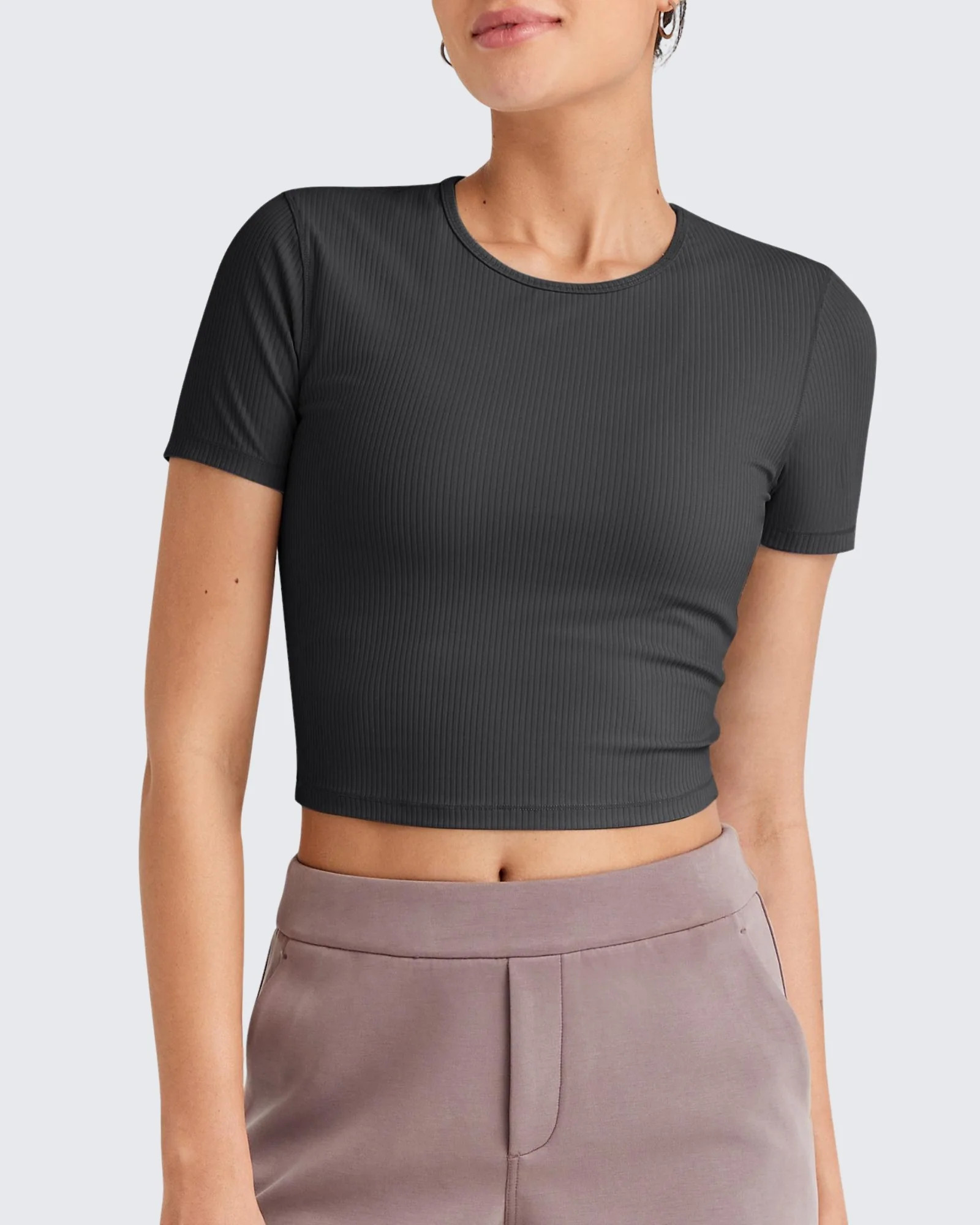 G4free Ribbed Slim Workout Crop Short Sleeve | g4free activewear