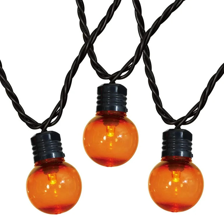 Orange Lights, 70CT, LED G30 Globes, 21ft, Halloween Indoor/Outdoor, by Way To Celebrate - Walmar... | Walmart (US)