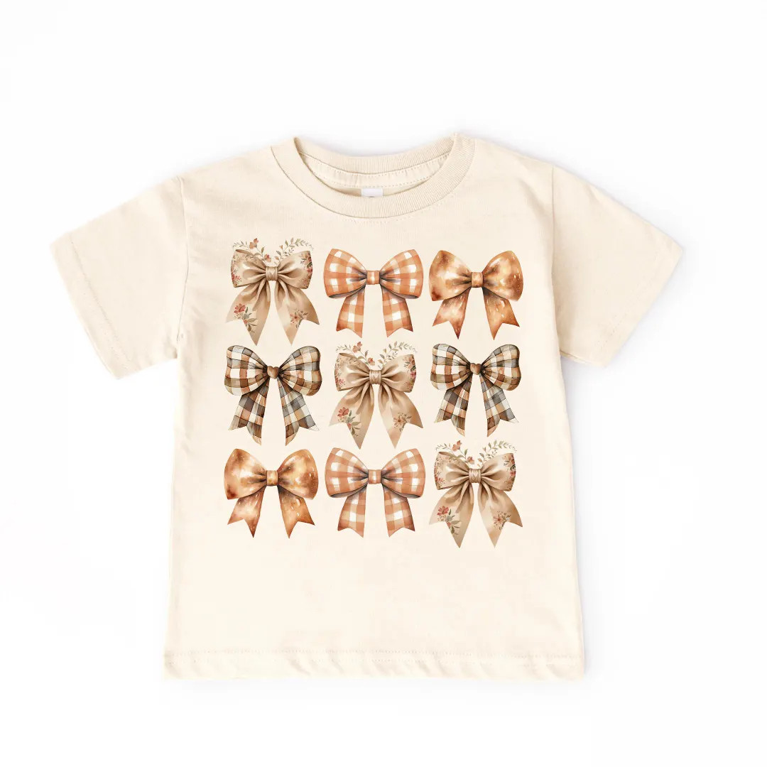 Fall Bows Tee, Fall, Bows, Tee, Natural, Natural Tee, Coquette Fall Bows, Couquette, Autumn, Fami... | Etsy (US)